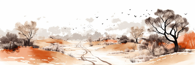 粉色文艺简约鲜花花瓣手绘展板背景鲜花背景古道蜿蜒小路车辙飞鸟枯树,插画/手绘图,插画/手绘图库,插画/手绘图下载,插画/手绘